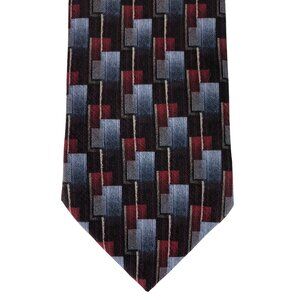 Stafford 100% Silk Mens Tie Necktie Red & Blue Geometric Print